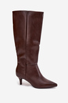 Women's Low Heel Boots with Insulation Made of Eco Leather Chocolate Marcellia