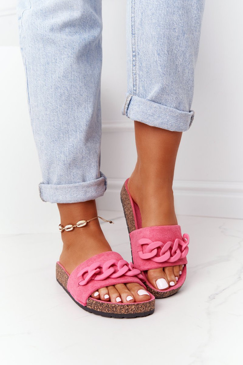 Suede Slippers On The Cork Sole Pink Makayla