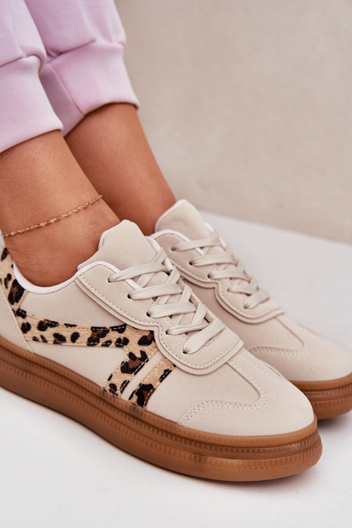 Women Sneakers On Platform Panther Beige Totter