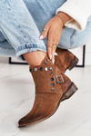 Women's Suede Boots With a Buckle Exquisite 1198 Cognac
