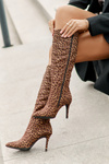 Stiletto Boots With Leopard Print Brown Reanwenna