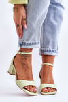 Low Heel Leather Sandals Light Green Whitney