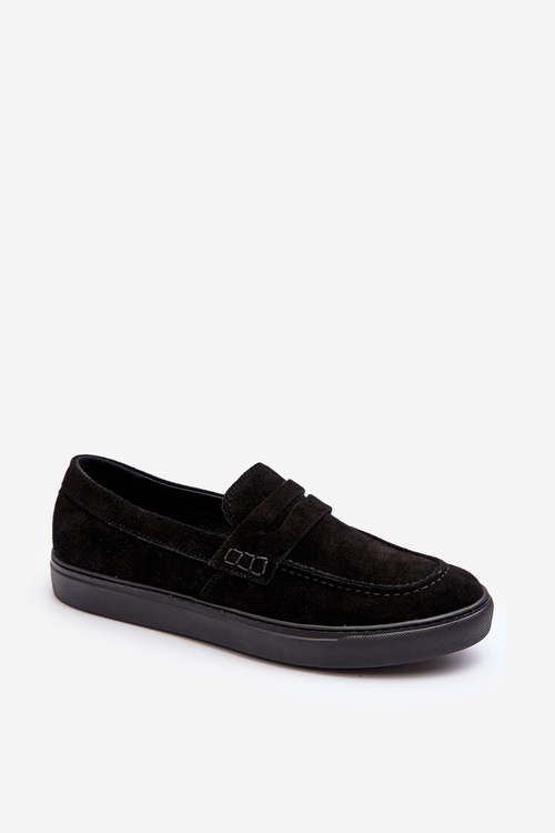 Men's Suede Loafer Shoes Zazoo 1574 Black