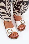 Women's Cork Platform Sandals With Buckle White Vianara