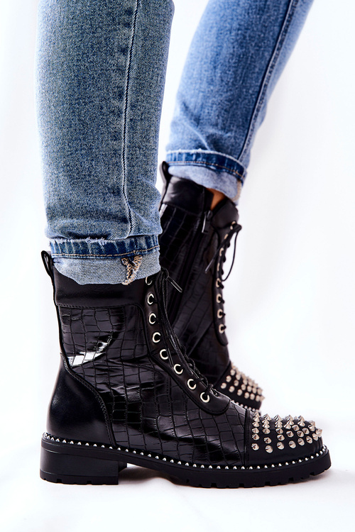 Zipped studded boots Black Sorela