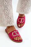Women's Flat Sequined Slides S.Barski KV27-052 Fuchsia