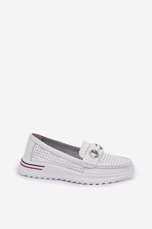 Perforated Ballet Flats Made Of Natural Leather Vinceza 95331 White
