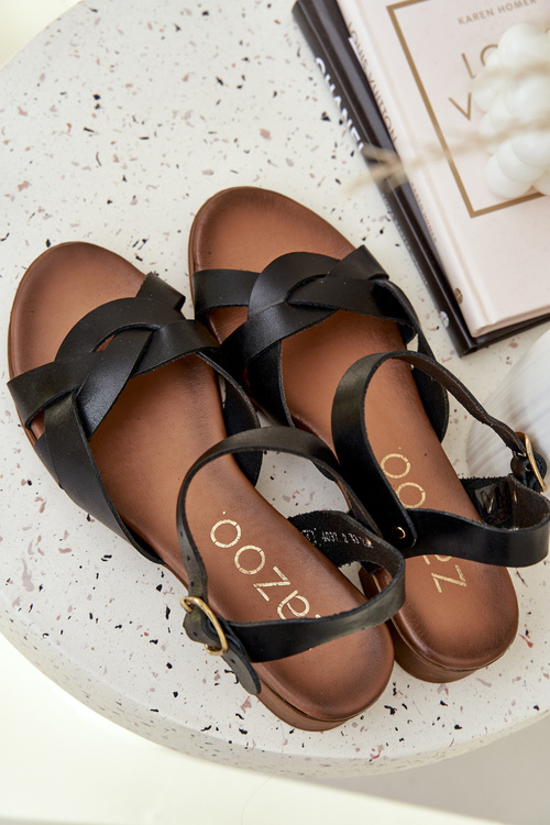 Leather Sandals On A Delicate Heel Zazoo 40372 Black