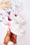 Children's Leather Sport Shoes With Rainbow White Jasmine