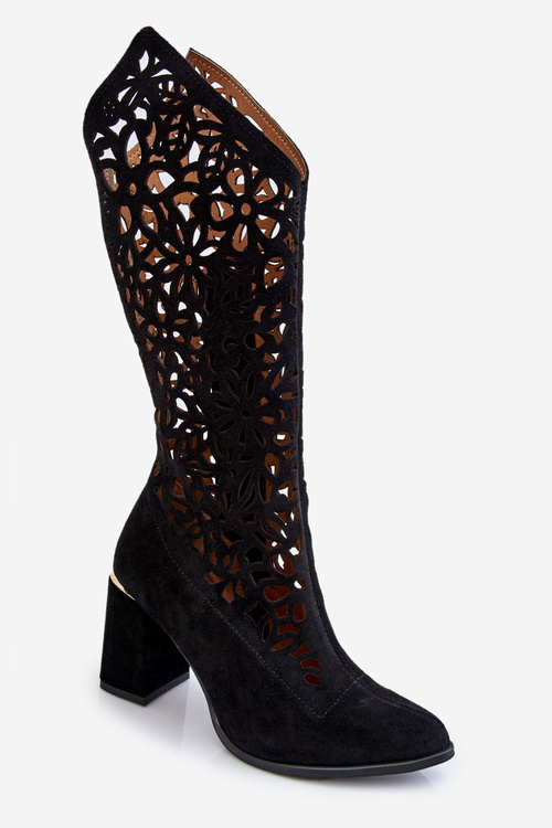 Suede Openwork Boots Leski Shoes 3234 Black