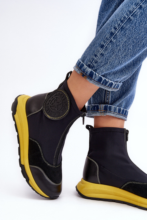 Botki Damskie Skóra Suwak Czarne Maciejka 06297-01