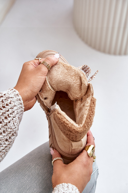 Women's Insulated Platform Ankle Boots Brown Alcyhen