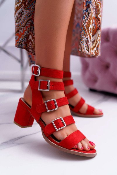 Women's Stiletto Sandals Gladiator Suede Red Nella