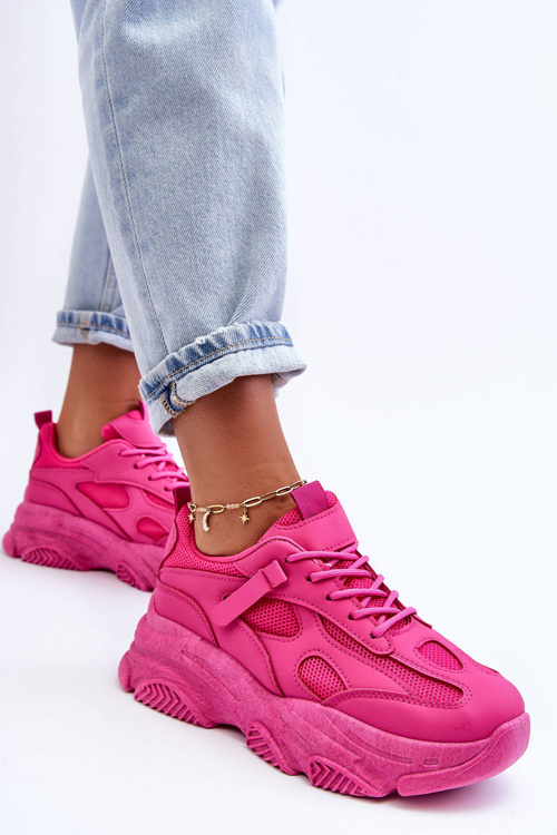 Sneakersy Damskie Masywna Platforma Fuksja Agnenia WX-92