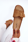 Women's Sandals with Buckle Eco Suede Camel Laeltia