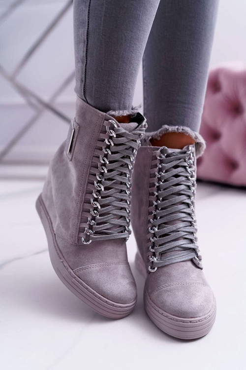 Women's Lu Boo Sneakers With Chains Suede Gray Monica