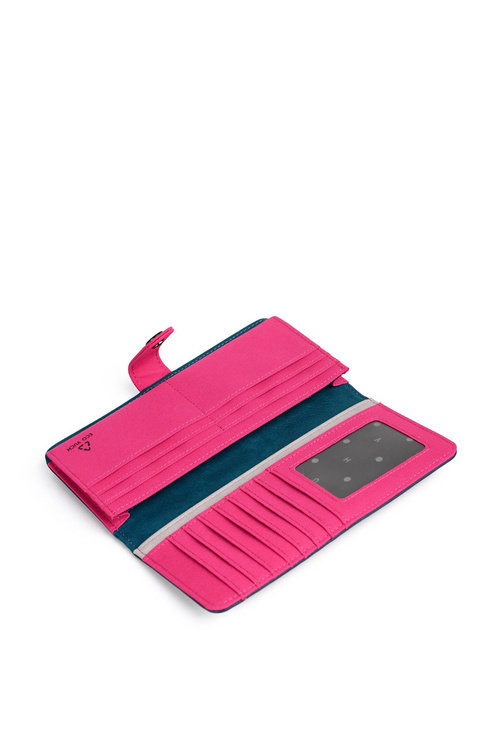 Women's Leather Zip Wallet Blue and pink Florience