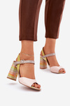 Leather Elegant High Heeled Sandals Laura Messi 2136 Multicolor