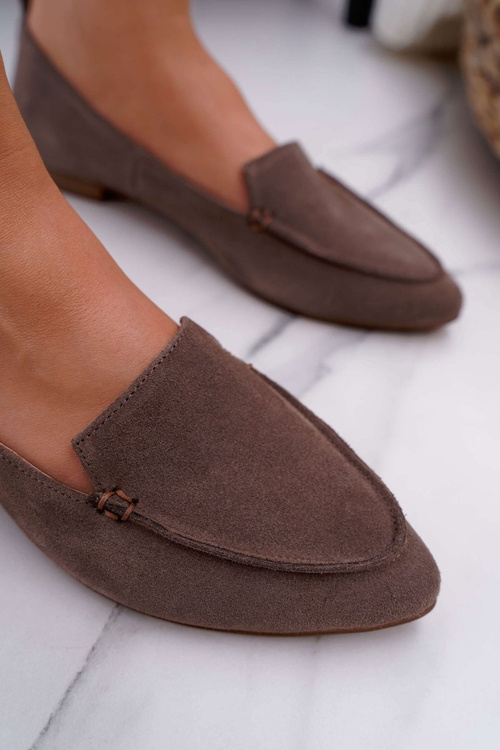 Women's Moccasins Suede Leather Loafers Cappuccino Homny