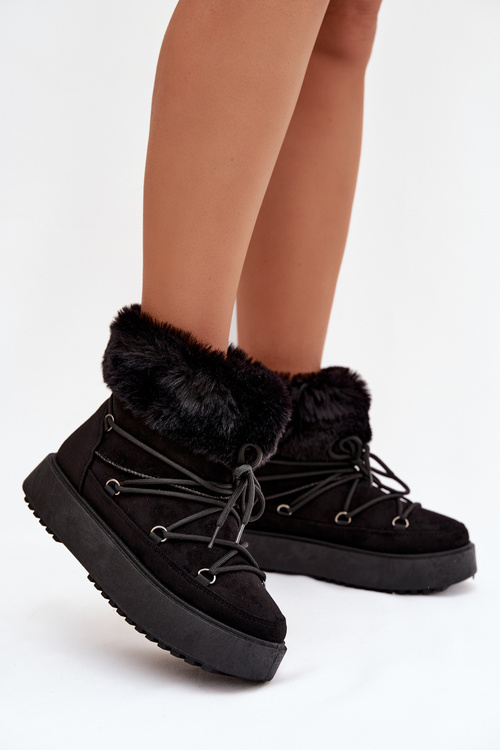 Snow boots with fur and laces Black Sarivie