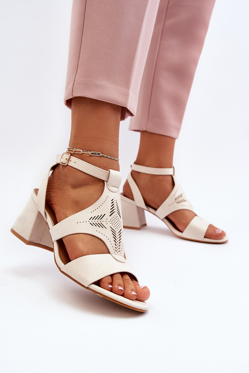 Beige Low Heel Sandals Eleriva