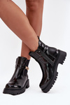 Patent leather ankle boots lined with decorative strap black Vivessa