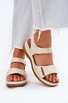 Comfortable women's sandals with Velcro gold Iphiope
