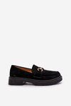 Women's black faux suede moccasins with gold decoration Lighas