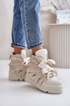 Leather Women's Sneakers On Massive Platform Beige CheBello 4561