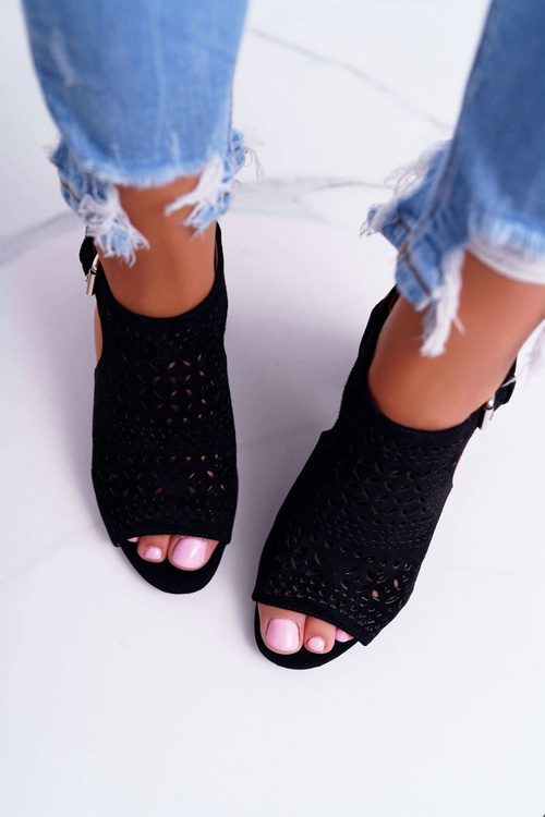 Women's Stiletto Sandals Peep Toe Black Olenia