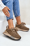 Damskie Zamszowe Sneakersy Grube Sznurowanie Platforma Jasnobrązowe Artiker 54C1466 