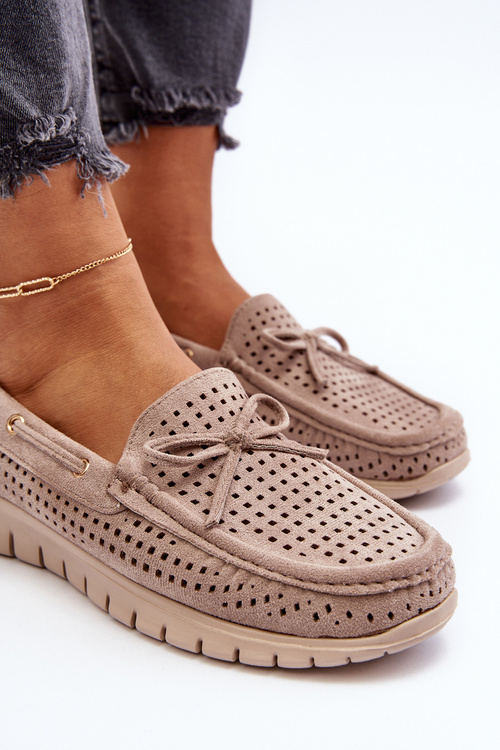 Mokasyny Damskie Kokarda Beżowe Reece 87974