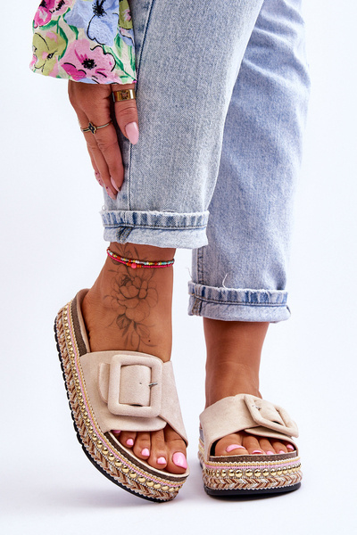 Women's Sandals On A Decorated Platform Beige Joyce