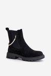 Insulated ankle boots with zipper and decorative strap black Labenne