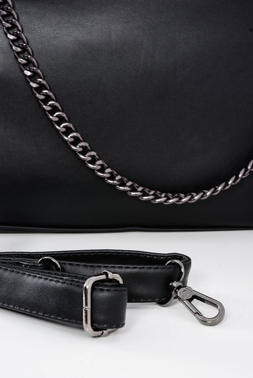 Women's Black Large Chain Chest Bag