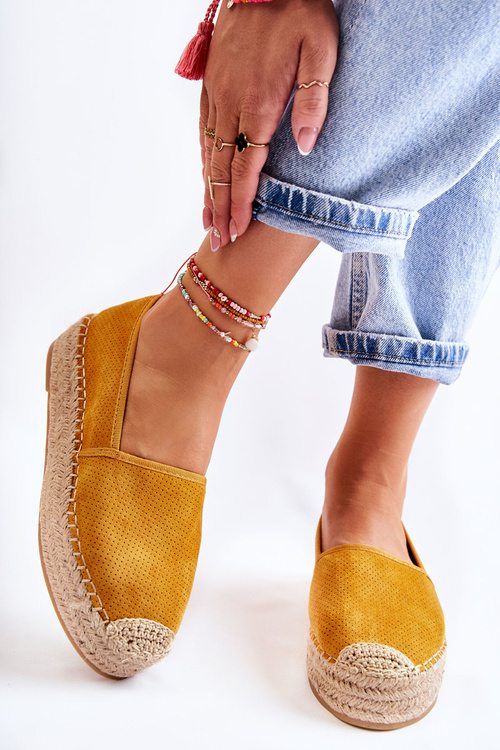 Espadryle Damskie Platforma Żółte Marise