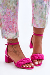 Women's Suede Sandals with a Braid Fuchsia Essenza 