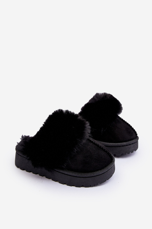 Children's Slippers With Fur Black Birasta