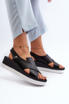 Zazoo 40256 Leather Wedge Sandals Black