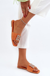 Women's Flat Sandals with Orange Decoration Inaile