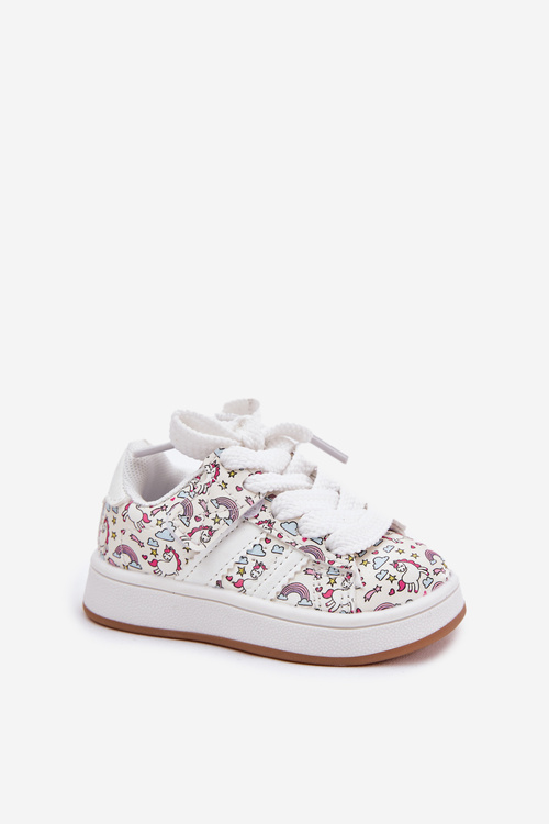 Girls Sports Shoes With Unicorn Motif White Ilana