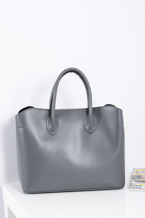 Women's Grey Shopper Handbag + Cosmetic Bag