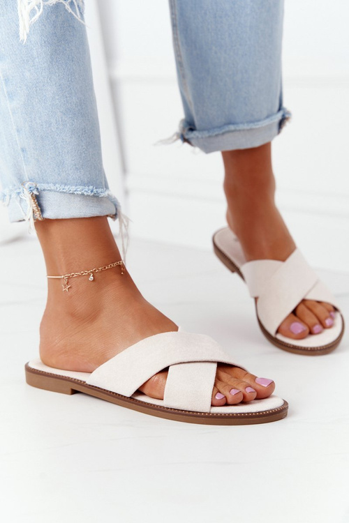 Women's Suede Slippers Beige Edesa