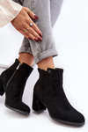 Black Suede Women's Ankle Boots with Block Heel Selela