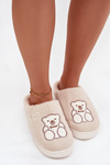 Furry slippers with bear Beige Noralie