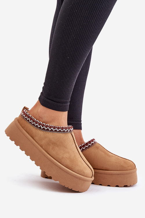 Low Women's Snow Boots With Embroidery On Platform Camel Narirya