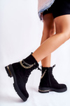 Suede warm boots with a chain Black Sorita