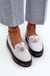Women's Leather Platform Loafers by S.Barski LR400 White