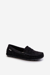 Women's Black Faux Suede Loafers Rerceria