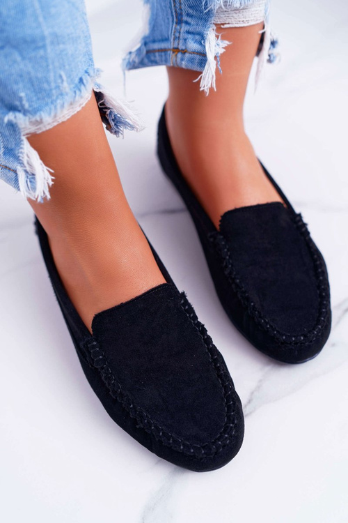 Sergio Leone Women's Suede Black Winted Moccasins